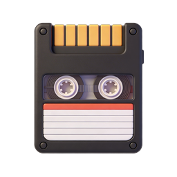 Retro Cassette Tape 3D Icon - Vintage Music Media