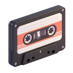 Retro Cassette Tape 3D Icon - Vintage Audio Design