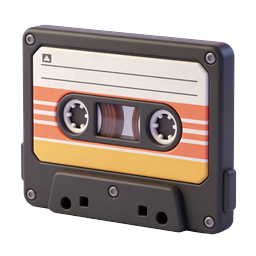 Retro Cassette Tape 3D Icon - Vintage Audio Classic