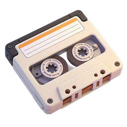 Retro Cassette Tape Icon - Vintage Audio 3D Design