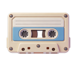 Retro Cassette Tape 3D Icon - Vintage Audio