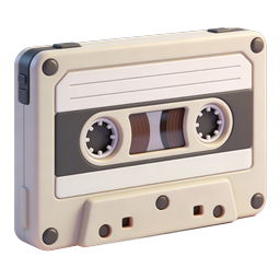 Retro Cassette Tape 3D Icon - Vintage Music Audio