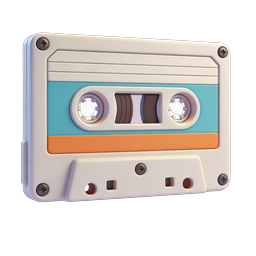 Retro Cassette Tape 3D Icon | Vintage Music Audio Design