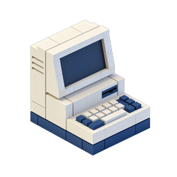 Retro Vintage Computer Isometric Icon - Classic PC Design