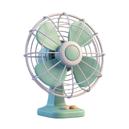 Retro Desk Fan Icon - 3D Clay Style Cooling