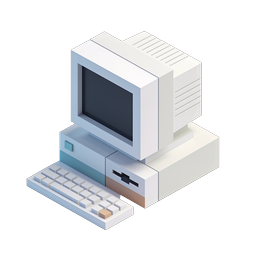 Retro Desktop Computer Isometric 3D Icon