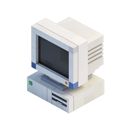 Ícone de computador desktop retrô isométrico - ilustração de PC vintage