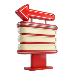 Retro Diner Sign Icon - Vintage 3D Arrow Design