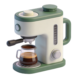 Retro Espresso Machine Icon - 3D Clay Style Coffee Maker