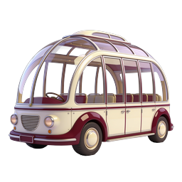 Retro Futuristic Glass-Dome Bus Icon - 3D Render