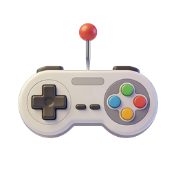 Retro Game Controller 3D Icon - Gaming Joystick