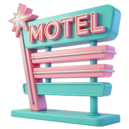 Retro Motel Sign Icon | Vintage 3D Neon Signage
