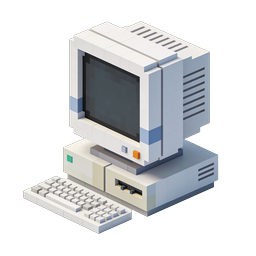 Icono de computadora voxel retro - ilustración tecnológica isométrica 3D