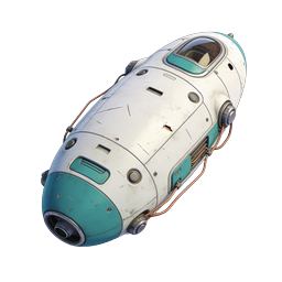 Retro Robot Capsule 3D Icon - Sci-Fi Mechanical Pod