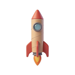 Retro 3D Rocket Icon - Startup Launch Symbol