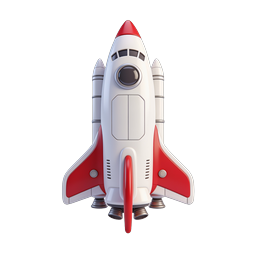 Retro Rocket Ship 3D Icon - Space Age Toy Design