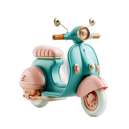 Retro Scooter Icon - 3D Clay Style Vespa Design