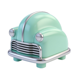 Retro Toy Car Icon - Mint Green Vintage 3D