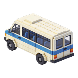 复古 Voxel 面包车图标 - 3D 等轴测交通工具