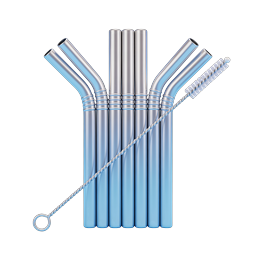 Reusable Metal Straws with Cleaning Brush Icon