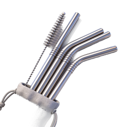 Reusable Stainless Steel Straws Set Icon - Eco-Friendly