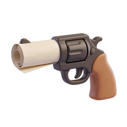 Western Revolver Pistol 3D Icon with Scroll Barrel