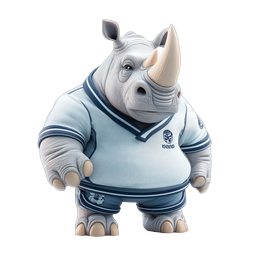 Rhino Sports Mascot 3D Character Icon