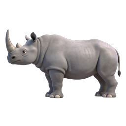 3D Rhinoceros Icon - Realistic Wildlife Animal Illustration