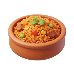 Rice Bowl Meal Icon - 3D Clay Style Food Icon