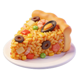 Colorful Rice Bowl Meal Icon - 3D Food Icon