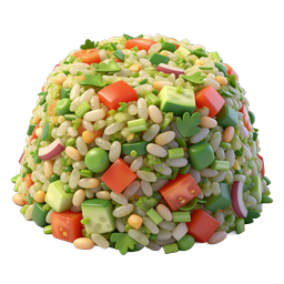 Icône 3D Salade de Riz Colorée - Frais & Sain