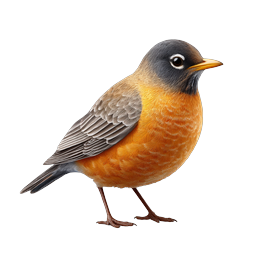 Realistic American Robin Bird Icon - Nature Wildlife