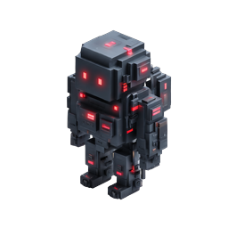 Icono de personaje robot futurista con ojos rojos - Diseño 3D de Sci-Fi