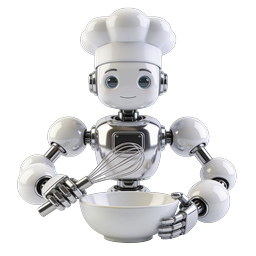 Friendly Robot Chef Icon - AI Cooking Assistant 3D Render