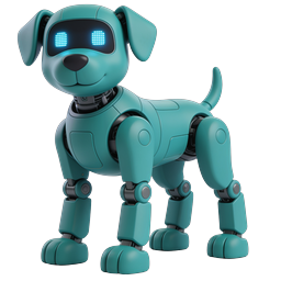 Teal Robotic Dog Icon - AI Companion 3D Render