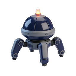 Futuristic Dome Robot Icon with Glowing Light