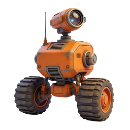 Icône 3D du robot explorateur orange