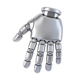 Chrome Robot Hand Icon | 3D Metallic Robotic Arm