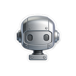 Realistic Metallic Robot Head AI Icon