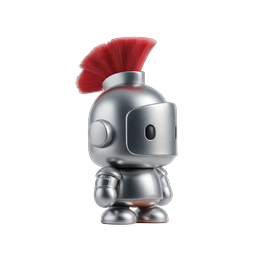 Robot Knight with Red Mohawk - 3D Character Icon