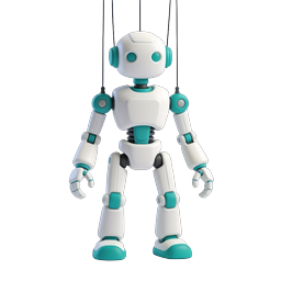 Robot Puppet Icon - 3D AI Character with Strings