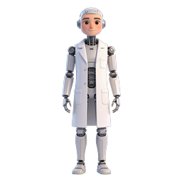 Friendly Robot Scientist Icon - AI & Research Character