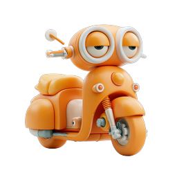 Cute Robot Scooter 3D Icon - Friendly Tech Mascot Design