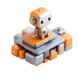 タブレットに乗った可愛いロボット 3D テックアイコン