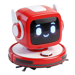 Friendly Red Robot Vacuum Cleaner Icon - Smart Home Tech
