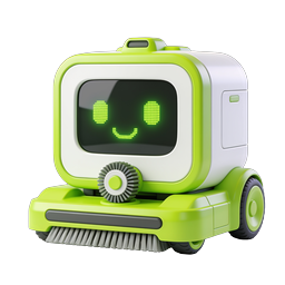 フレンドリーなロボット掃除機アイコン - スマートホーム 3D