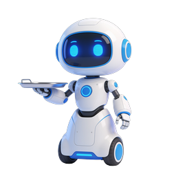Friendly Robot Waiter Icon | AI Service Assistant 3D