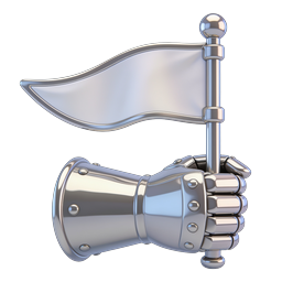 Robotic Arm Flag 3D Chrome Icon | AI & Automation Symbol