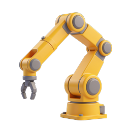 Yellow Robotic Arm 3D Icon | Industrial Automation