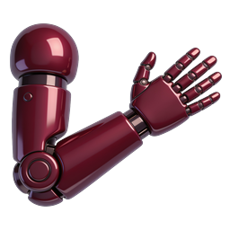 Glänzendes rotes Roboterarm-Icon - 3D Tech-Illustration
